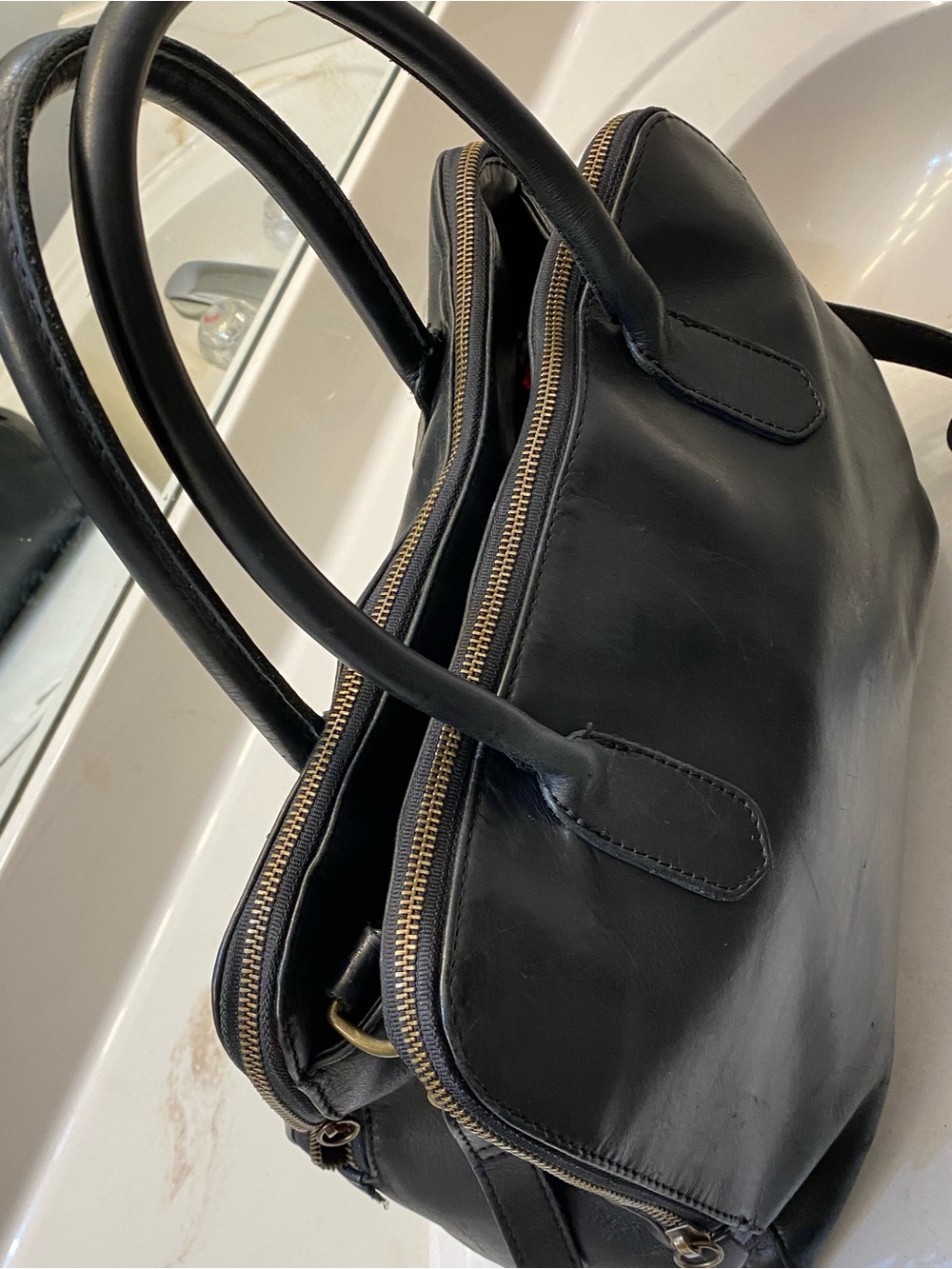 ABLE Double Zip Large Leather Satchel bag, great condition and clean interior - Picture 9 of 11